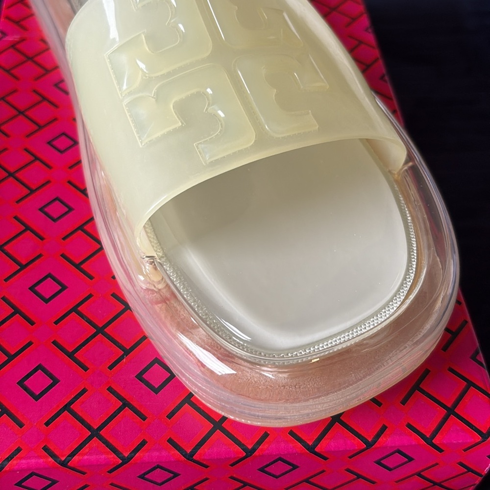Tory Burch Cream and Clear Sandals